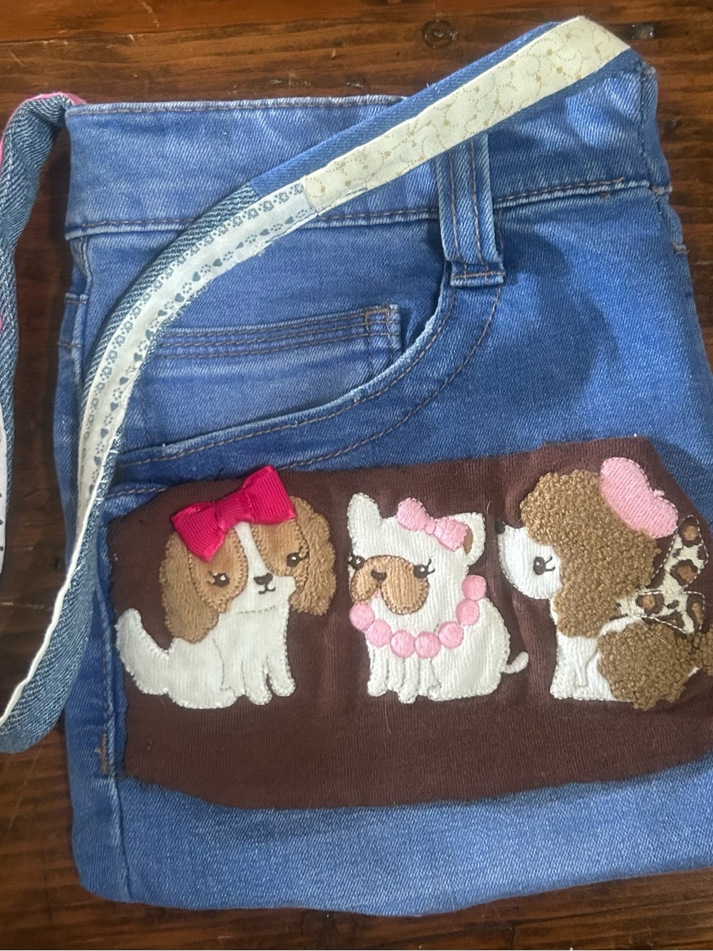 Purse pug upcycled denim dog theme